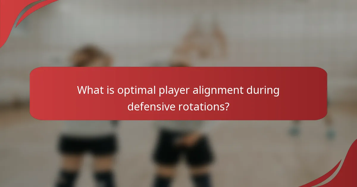 What is optimal player alignment during defensive rotations?